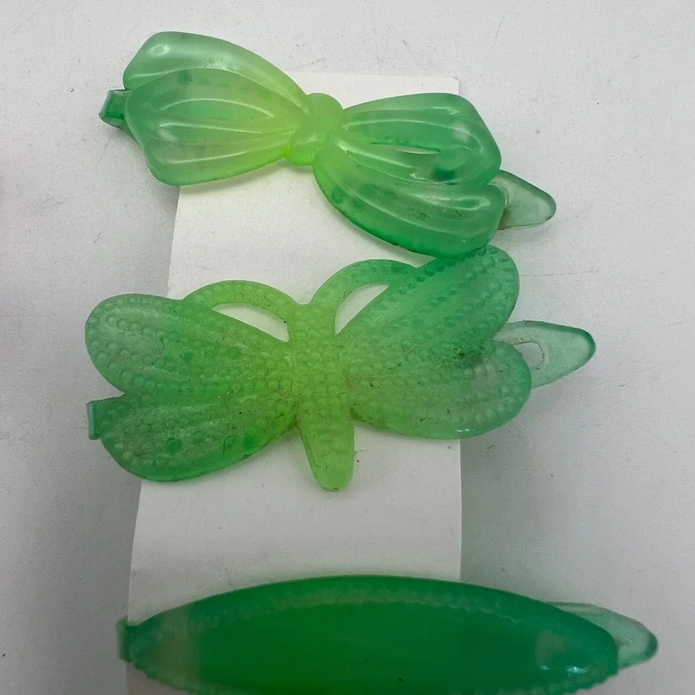 Vtg Plastic Baby Barrettes Lot of 9 80s 90s butterfly flowers bows alt retro